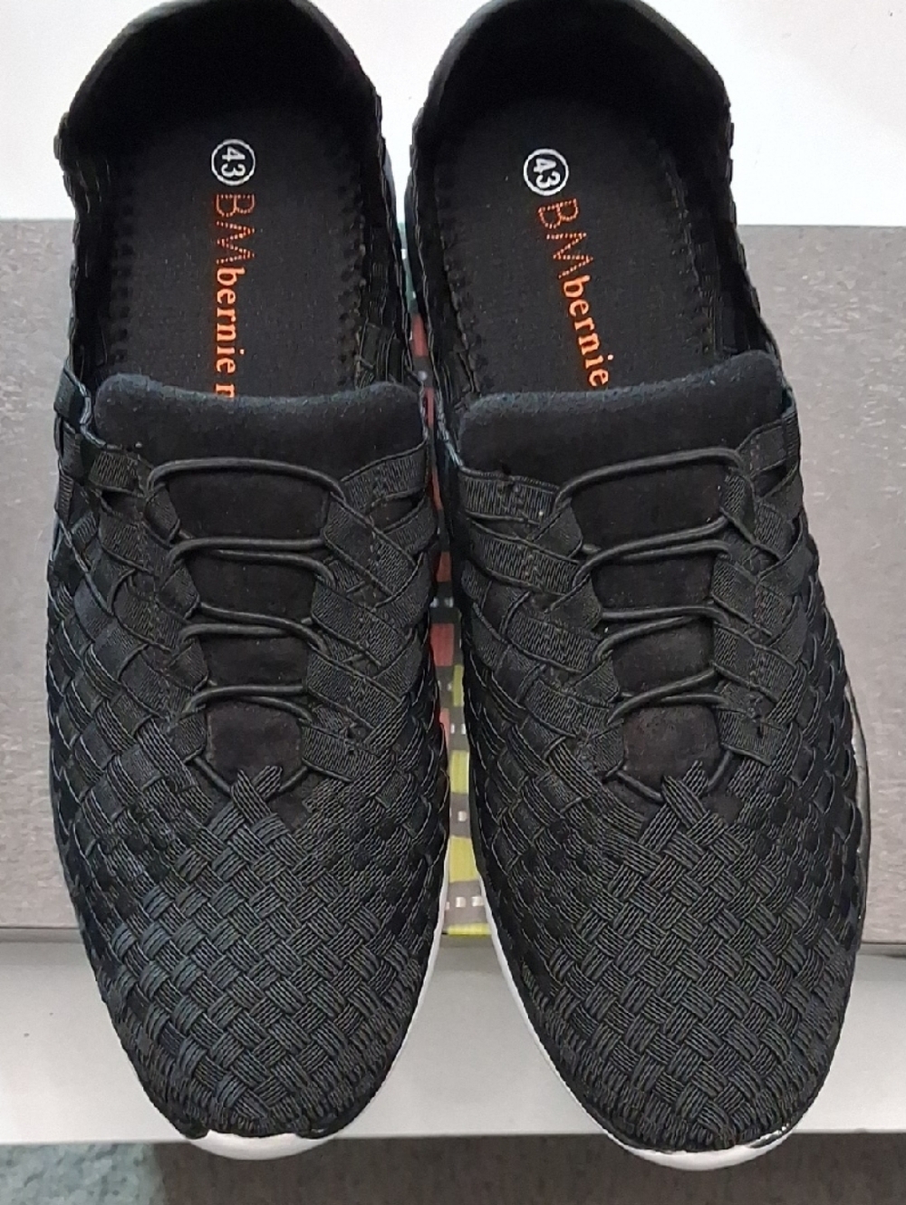 bernie mev. Black Woven Slip-On Flats